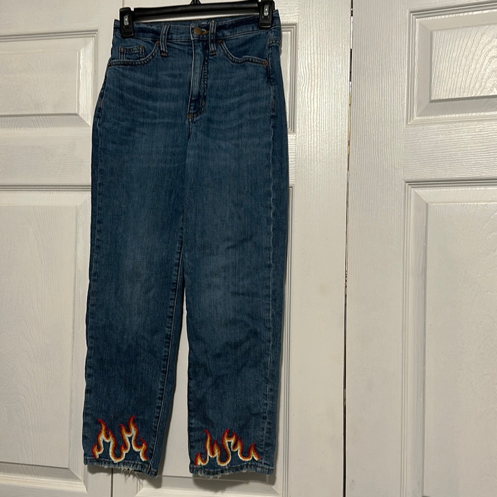 Universal Threads Fire Flame Embroidered Straight Leg Jeans